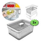 Kit 2 Potes Organizador De Geladeira Verduras Frutas Clear