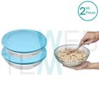 Kit 2 Potes Tigela de Vidro com Tampa Plástica Espiral 3L Vitazza: Para Servir,Organização de Cozinha e Geladeira, Opção Sustentável