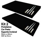 Kit 2 Prateleira Preta Mdf 30x20 Suporte Invisível Decoração