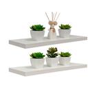 Kit 2 Prateleiras 50 x 15cm Branco Espessura 25mm Suporte Invisível - Mercado das Prateleiras