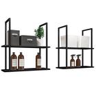 Kit 2 Prateleiras Decorativas Multiuso Estilo Industrial Loft D09 Preto - Mpozenato