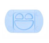 Kit 2 Pratos Infantil Smile Silicone Azul 32X19Cm Mimostyle