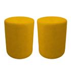 Kit 2 Puff Cilindro Live para Sala e Quarto Suede Amarelo - LH Decor