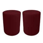 Kit 2 Puff Cilindro Live para Sala e Quarto Suede Bordo - LH Decor