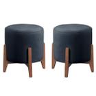 Kit 2 puff Decorativo para Sala Redondo Luxo Atenas Suede - Black House Decor