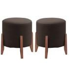 Kit 2 puff Decorativo para Sala Redondo Luxo Atenas Suede - Black House Decor