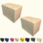 Kit 2 Puff Pufe Bau Decorativo Suede Organizador 