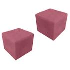 Kit 2 Puff Retangular Elo para Sala e Quarto Suede Rose - LH Decor