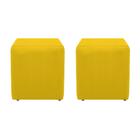 Kit 2 Puffs Decorativos Dado Sala de Estar Recepção material sintético Amarelo