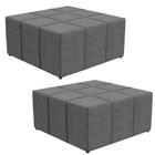 Kit 2 Puffs Decorativos Para Sala de Estar Quadrado Milano 90x90 W01 Linho Cinza Escuro - Lyam Decor