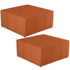 Kit 2 Puffs Decorativos Para Sala de Estar Quadrado Milano 90x90cm W01 Tecido Terracota - Lyam Decor