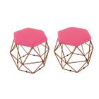 kit 2 Puffs Onix Aramado Base Bronze Hexagonal Rosa Pink