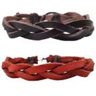 Kit 2 Pulseira Casual Trançado Masculina Bracelete Ajustável