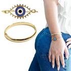 Kit 2 Pulseira Feminina Olho Grego Azul Bracelete Banhado