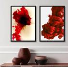Kit 2 Quadros Abstratos Formas Mulher- Vermelho 45X34Cm
