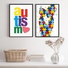 Kit 2 Quadros Autismo - Mãe E Filho 33X24Cm - Com Vidro