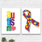 Kit 2 Quadros Autismo Símbolo 45x34cm - com vidro