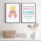 Kit 2 Quadros Baby Nossa Senhora Anjo Da Guarda 33x24cm - com vidro