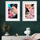 Kit 2 Quadros Beijo Pop Arte - 60X48Cm
