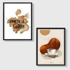 Kit 2 Quadros But First Coffee Marrom 33X24Cm - Com Vidro