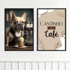 Kit 2 Quadros Cantinho Café Bulldog Francês 33X24Cm