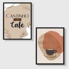 Kit 2 Quadros Cantinho Do Café Abstrato Marrom 45x34cm - com vidro