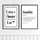 Kit 2 Quadros Casa Amor Lar Família 33X24Cm - Com Vidro