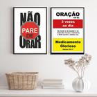 Kit 2 Quadros Cristãos Oração - Medicamento 33X24Cm - Vidro