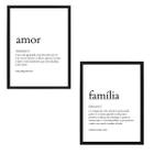 Kit 2 Quadros Decorativo Definição Amor E Família