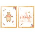 Kit 2 Quadros Decorativos 20x30cm Infantil Personalizado com o Nome Bebê Para Quarto