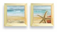 Kit 2 Quadros Decorativos Banheiro Toalete Praia Mar Conchas