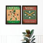 Kit 2 Quadros Decorativos Baseball Retrô 33X24Cm - Com Vidro