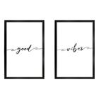 Kit 2 Quadros Decorativos Casal Frases Good Vibes 40x60cm