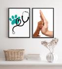 Kit 2 Quadros Decorativos Clinica Veterinária 45X34Cm Vidro