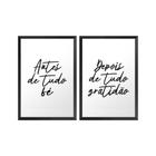 Kit 2 Quadros Decorativos Fé Moderno Gratidão Grande Sala