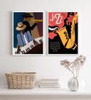 Kit 2 Quadros Decorativos Jazz Cartaz Poster 24x18cm