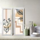 Kit 2 Quadros Decorativos Lavabo Abstrato Boho Ramos Floral Bege