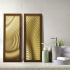 Kit 2 Quadros Decorativos Lavabo Abstrato Dourado Ondas Moderno