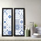 Kit 2 Quadros Decorativos Lavabo Azulejo Português Branco Azul Provençal