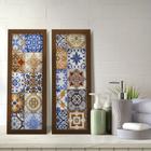 Kit 2 Quadros Decorativos Lavabo Azulejo Português Colorido Barroco