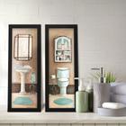 Kit 2 Quadros Decorativos Lavabo Banheiro Aquarela Pintura Marrom Bege