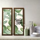 Kit 2 Quadros Decorativos Lavabo Folhas Natureza Positive Mind Moderno Verde