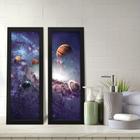 Kit 2 Quadros Decorativos Lavabo Galáxia Universo Planetas