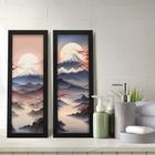 Kit 2 Quadros Decorativos Lavabo Monte Fuji Montanha Pôr do Sol Oriental