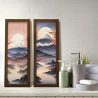 Kit 2 Quadros Decorativos Lavabo Monte Fuji Montanha Pôr do Sol Oriental