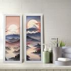 Kit 2 Quadros Decorativos Lavabo Monte Fuji Montanha Pôr do Sol Oriental