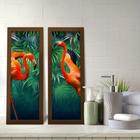 Kit 2 Quadros Decorativos Lavabo Natureza Flamingo