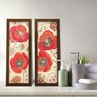 Kit 2 Quadros Decorativos Lavabo Papoula Flor Floral Vermelho Mandala