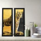 Kit 2 Quadros Decorativos Lavabo Preto Dourado Tigre Felino