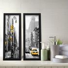 Kit 2 Quadros Decorativos Lavabo Preto e Branco Aquarela Cidade